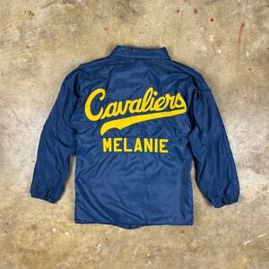Vtg 70s Russell‎ Athletic Coach Jacket Youth Medium Blue Cavaliers Appliqué